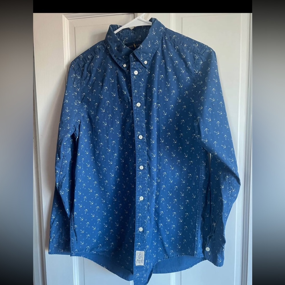 Vintage Ralph lauren blue anchor cotton shirt L